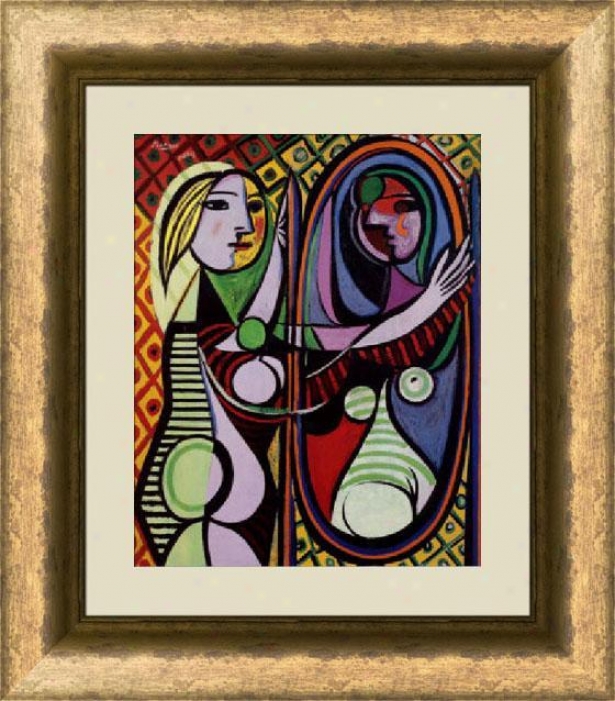 "giro Before A Mirror Framed Wall Art - 35""hx31""w, Trnsl Slv/pwt F"