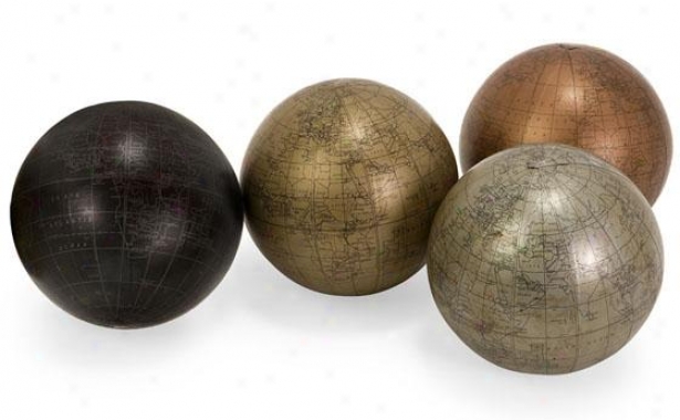 Globe Spheres - Set Of 4 - Se Of Four, Assorted