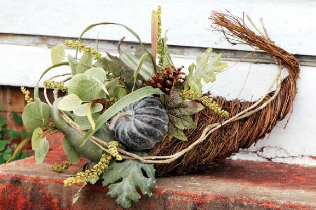 Green Heirloom Pumpkin Cornucopia - Cornucopia, Green