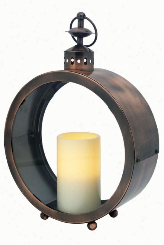 Greenwich Flameless Candle Lantern - 14h X 10w X 3.5, Oil Rub Bronze