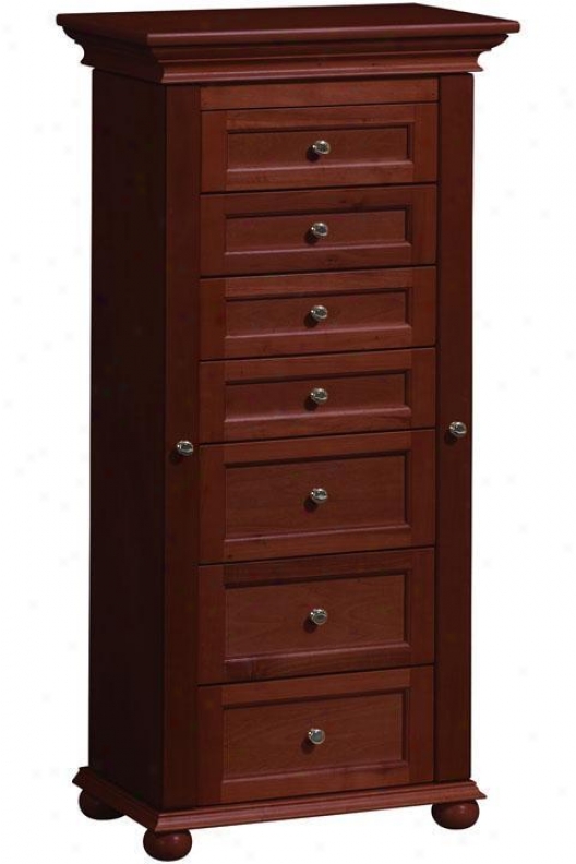 "hampton Bay Jewelry Armoire - 40""hx20""w, Brick Red Wood"