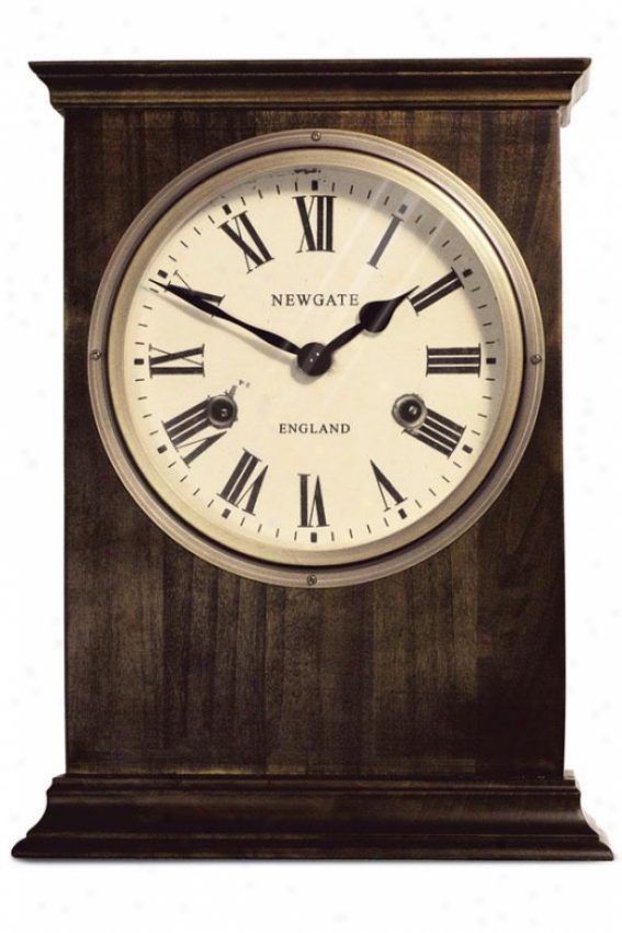 Hampton Mantel-piece Clock - 12h X 9w X 3.5d, Brown Wood