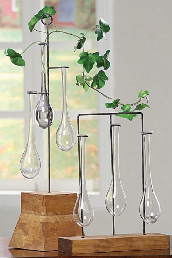 "hanging Vases With Stand - 23""hx6""wx6""d, Brown"