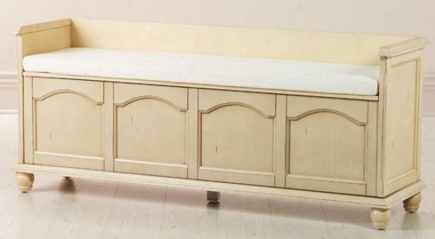 "harwick 60""w Lift-top Storage Bench With Fabric Seat - 60""w Ivory Fbrc, White"