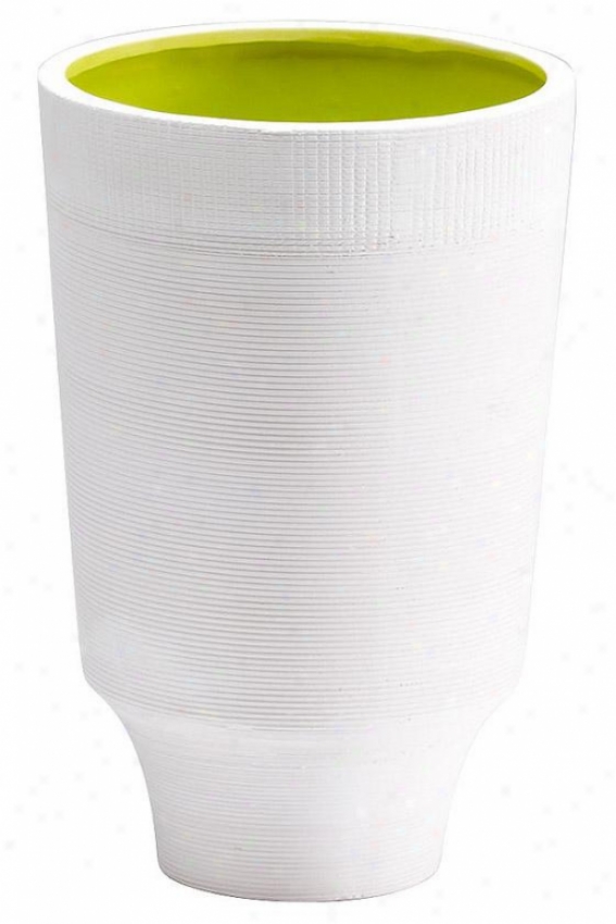 "havilland Vase - Large: 7hx11""rd, White/lime"