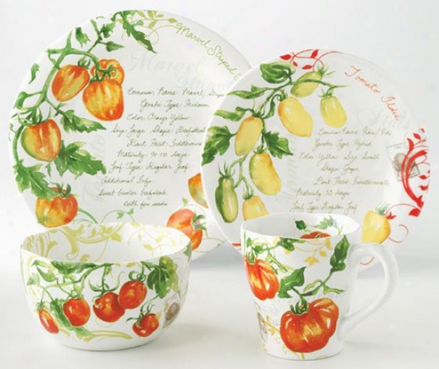 Heirloom Tomatoes 16-piece Dinnerware Flow - 16-piece Set, Orange