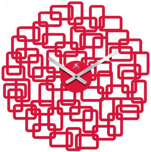 "helix Wall Clock - 19""hx18.5""w, Red Rasim"