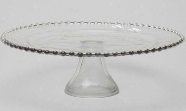 "hobnail Rim Large Cake Plate - 4""hx13""diameter, Clear"