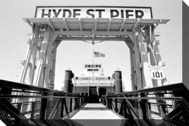 "hyde Street Pier - Sf Canvass Wall Art - 48""hx32""w, Black"