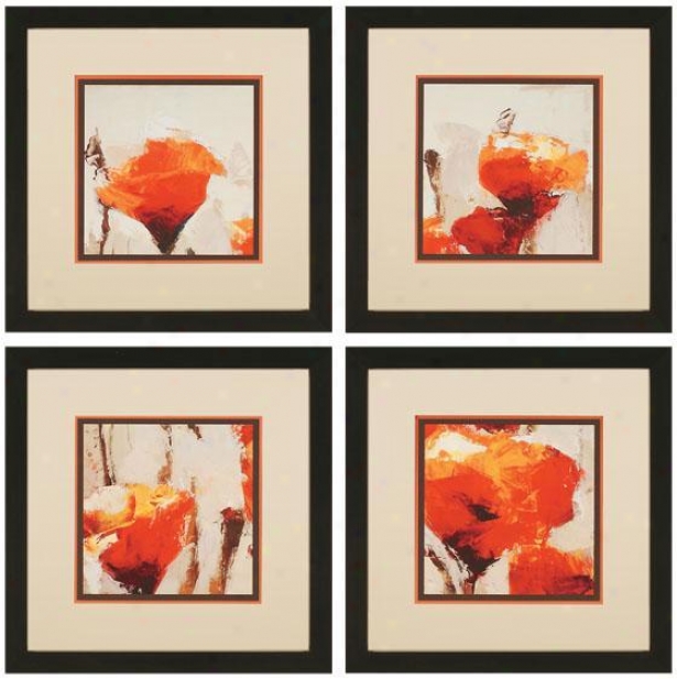 In Sync Wall Creation of beauty - Set Of 4 - Set Of4 , Orange/ivory