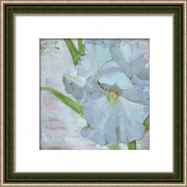 "iris In Periwinkle Framed Wall Art - 29""hx29""w, Matted Silver"