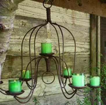 Iron Candleholder Chandelier - 6 Light, Bronze