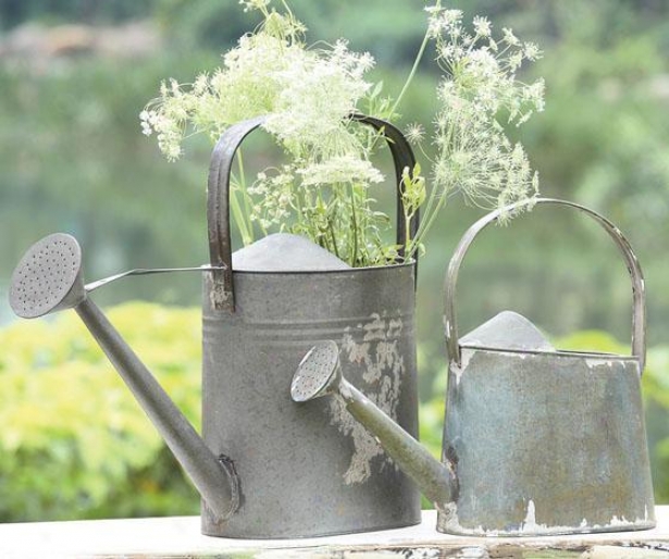 Iron Watering Can - 14.5x4.75, Silver