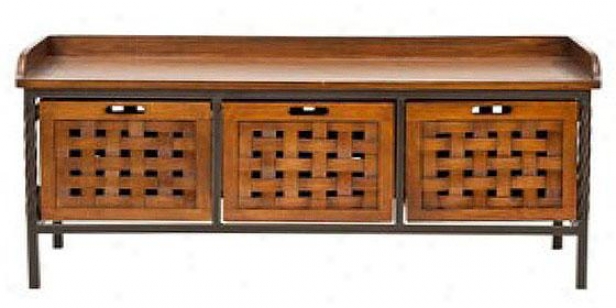 Isaac Wooden Storage Bench - 20hx42.5wx15.5d, Tan