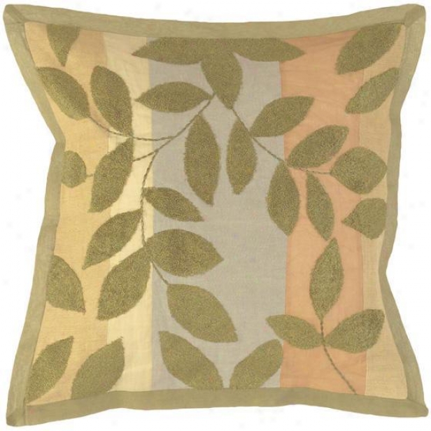 "ivy Patterned Pillows - Set Of 2 - 18""x18"", Olive/grey"