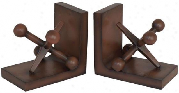 "jacks Bookends - Set Of 2 - 6.5""hx7""w Each, Brown"