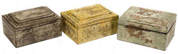 Jasper Boxes - Set Of 3 - Set Of 3, Distressed Wood