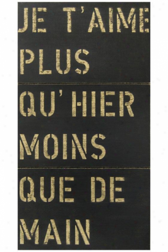 "je T'aime Plus Wooden Sign - 36 X 60"", Black"