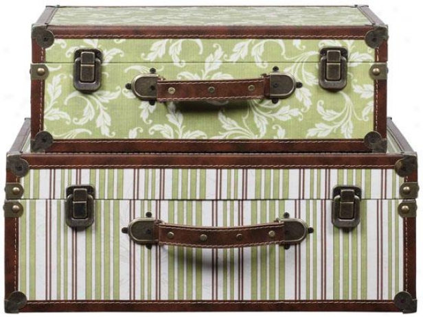 "jenna Canvas And Wood Suitcase - Set Of 2 - 18 X 13 7""d, Multi"