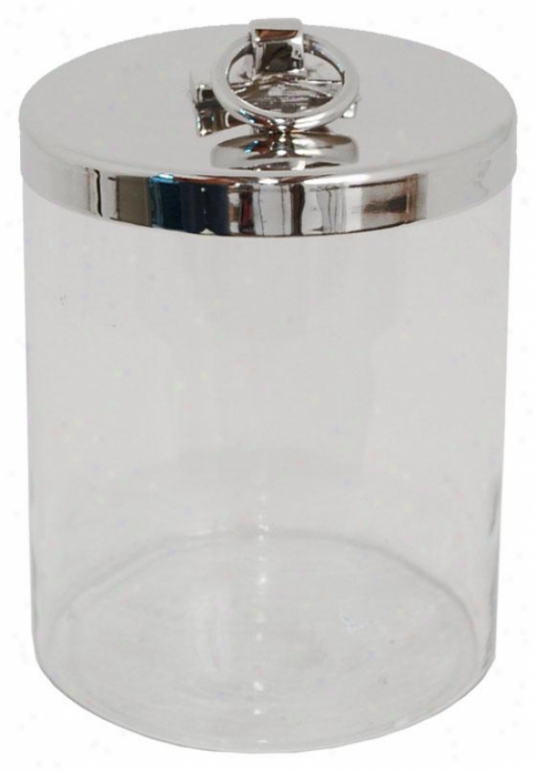 "jordan Glass Jar With Cover - 6""hx5""round, Silver"