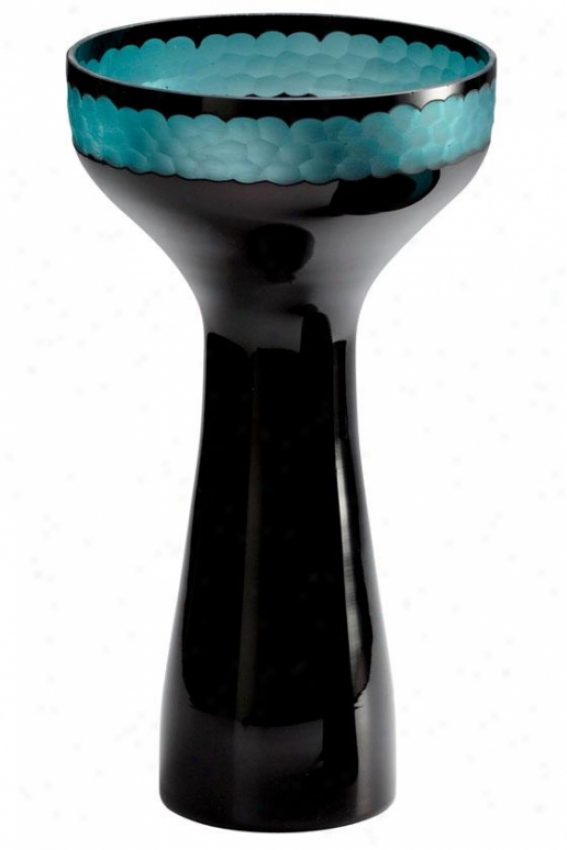 "jordan Vase - Tall 15hx8""rd, Teal/black"