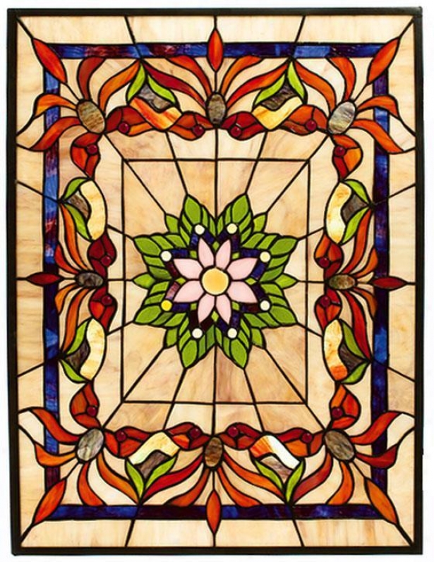 Kaleidoscope Medium Rectangle Tiffany-style Stained Art Glass Window Panel - Medium Rectangl, Multi