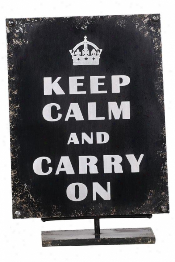 "keep Calm Sign With Easel - 18""hx12""wx4""d, Black"