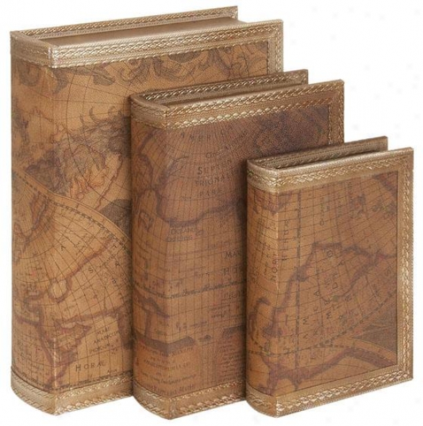 "kenneth Book Box - Set O f 3 - S/3 14"",12"",10"", Brown"