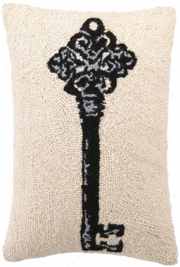 Key Hooked Pillow - Version I, Ecru W/black