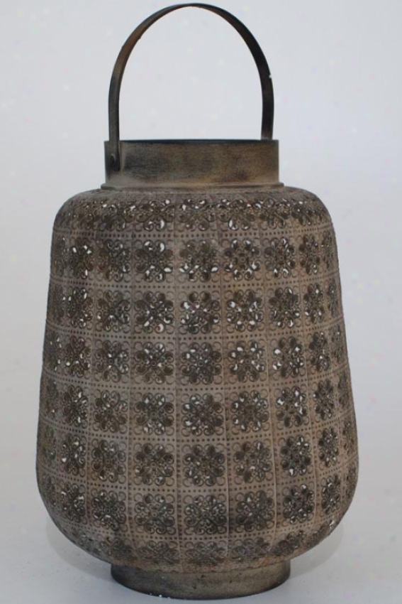 "kizra Lantern - 17""hx10""round, Brown"