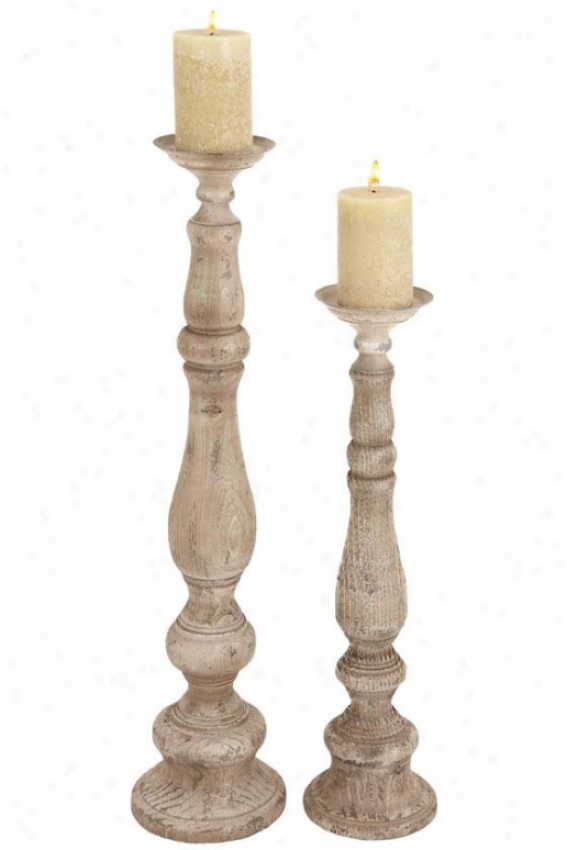 "lindell Candleholder - Set Of 2 - S/2 37""h,29""h, Cream Distresse"