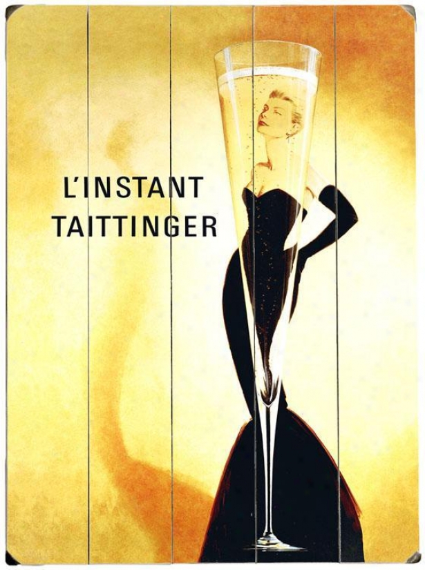 "l'instant Taittinger Champagne Awkward Sign - 20""hx14""w, Yellow"