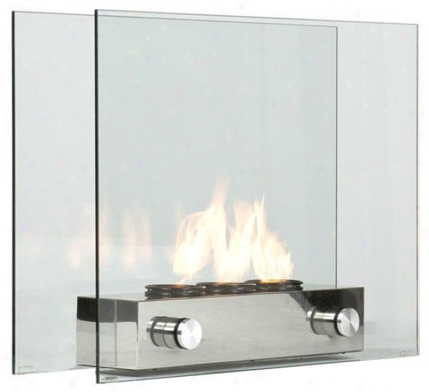 "loft Portable Fireplace - 32""wx9.25""d, Silver Nickel"