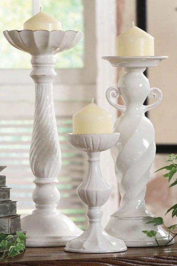 Lucile Candlesticks - 6x6, White