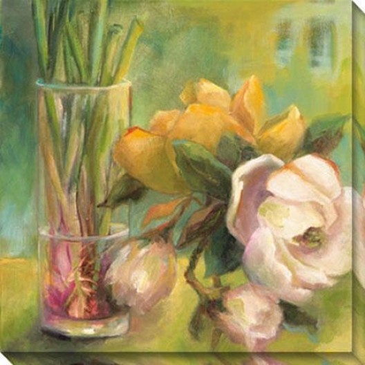 "magnolia Blossom Canvas Wall Art - 40""hx40""w, Green"