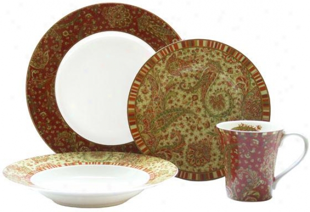 Maharana 16-piece Dinnerware Set - 16 Piece Set, Red