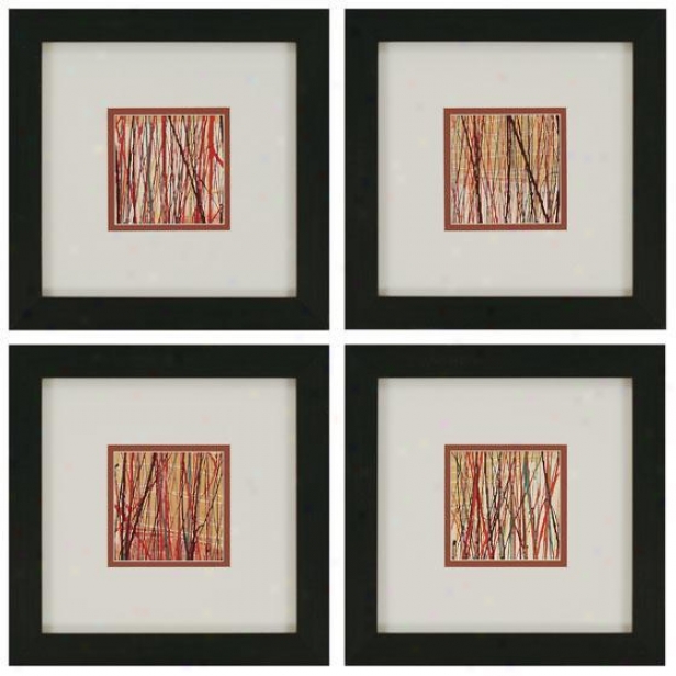 Matrix Wall Art - Set Of 4 - Set Of 4, Red