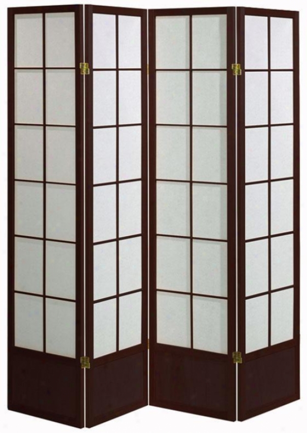"meditation 71""h Four-panel Shoji Room Divider - 4-panel, Brick Red"