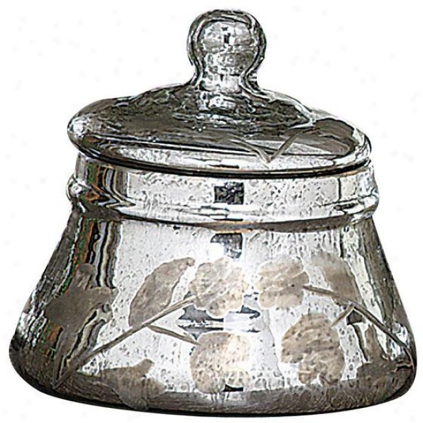 "mercury Glass Jar With Lid - 6.5""hx6.5""round, Silver"