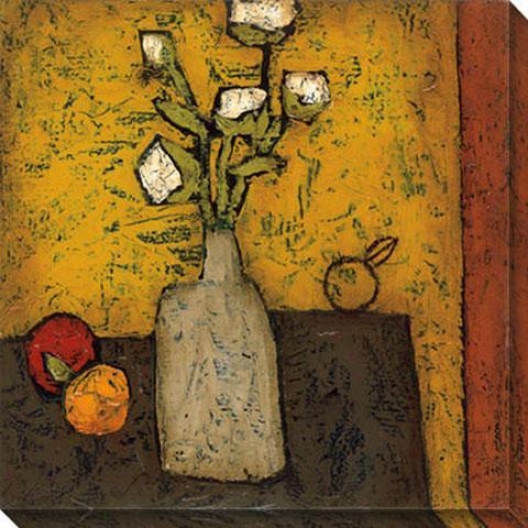 Modern Vase And Flowers Ii Canvas Wall Art - Ii, Yellow