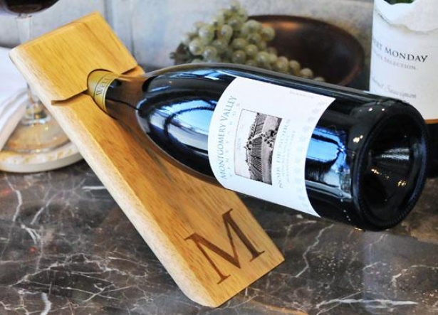 "monogram Counter Balance Wine Bottle Holder - 9 X 3.25 X .75"", T"