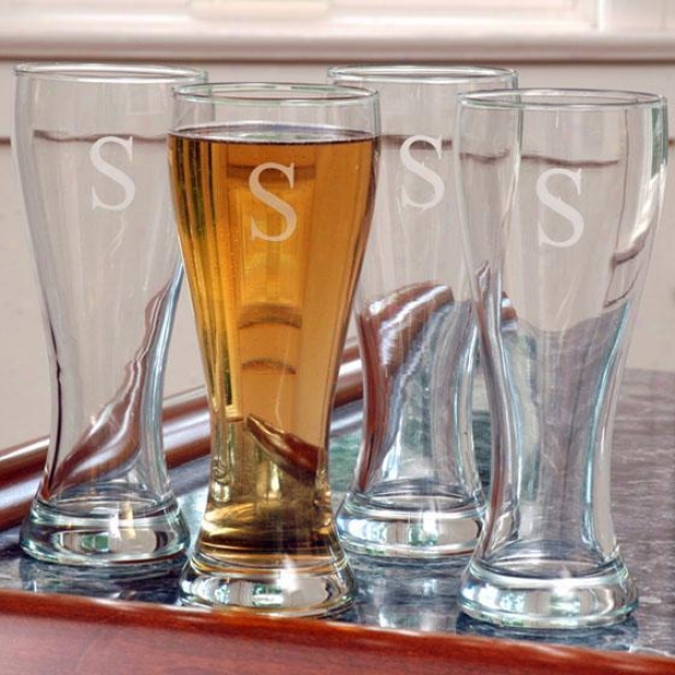 Monogram Pilsner Glasses - Set Of 4 - 20oz, H