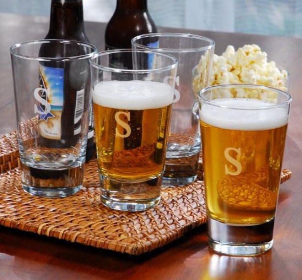 Monogram Pint Glasses - Set Of 4 - 16oz/set 4, Z