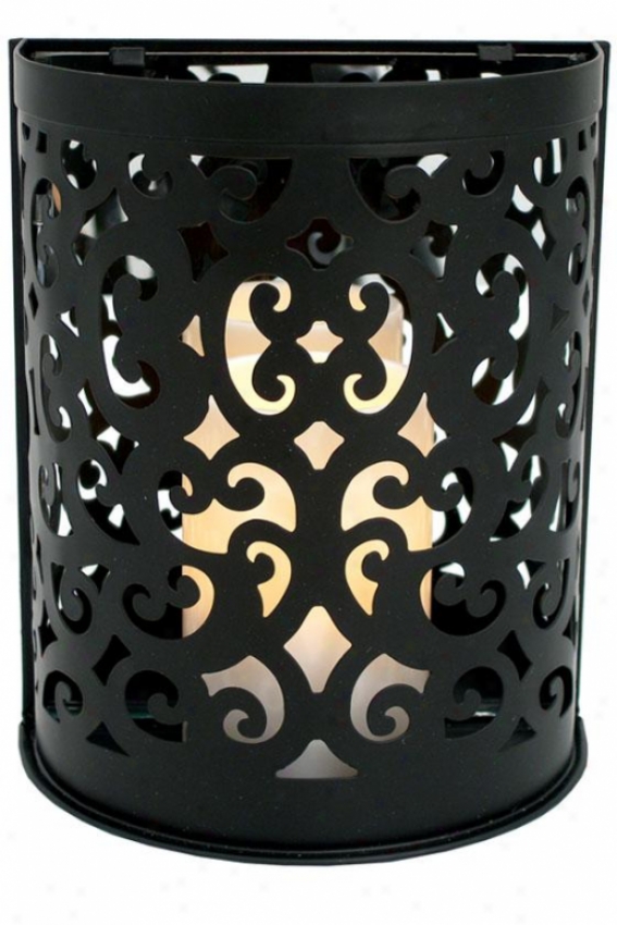 Montrose Scroll Sconce Flameless Candle - 8.5hx 7.25w X 4, Black