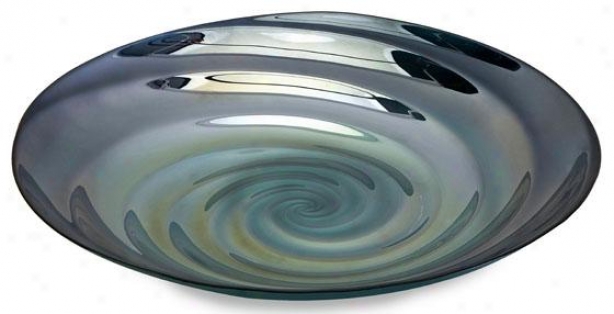 "moody Swirl Glass Tray - 3""hx17.5""round, Blue"