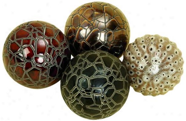 "morgandy Decorative Ball - Set Of 4 - 4""diameter, Multi Earthtns"