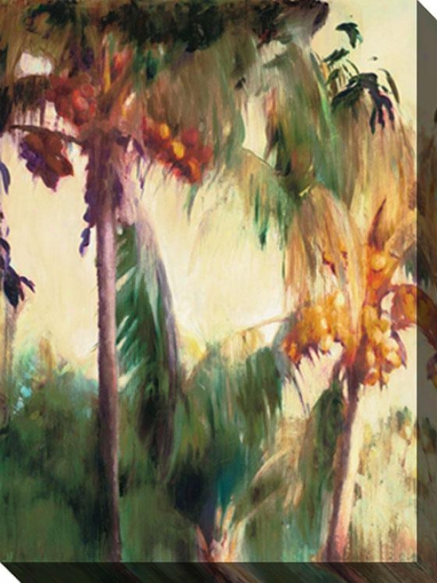 "morning Palms Canvas Wall Art - 48""hx34""w, Tan/green"