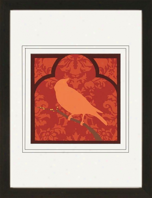 Moroccan Songbird Framed Art Print - Ii, Red