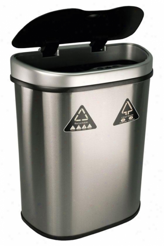 Port Detetcor Recycling Bin - 18.5 Gallon, Brushed Stainls