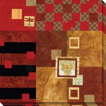 Moving Layers And Squares I Canvas Wall Art - I, Red